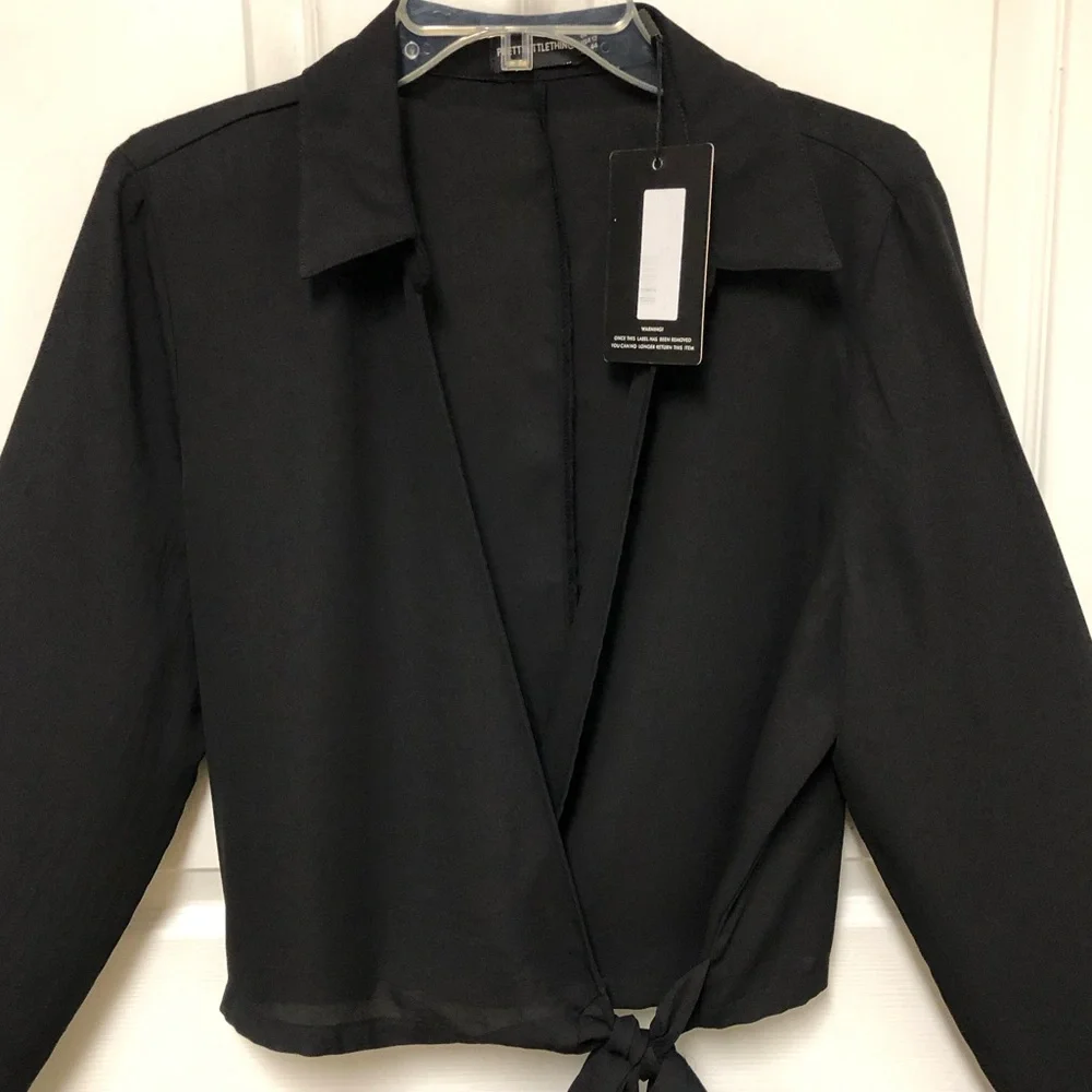 LAST CHANCE! Pretty Little Thing See Through Wrap Blouse - Picture 2 of 14